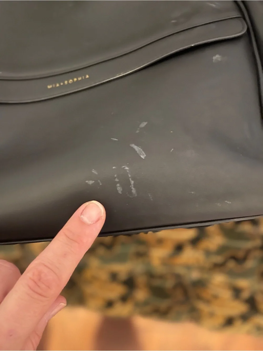 Mia + Sophia Black Faux Leather Backpack Tote